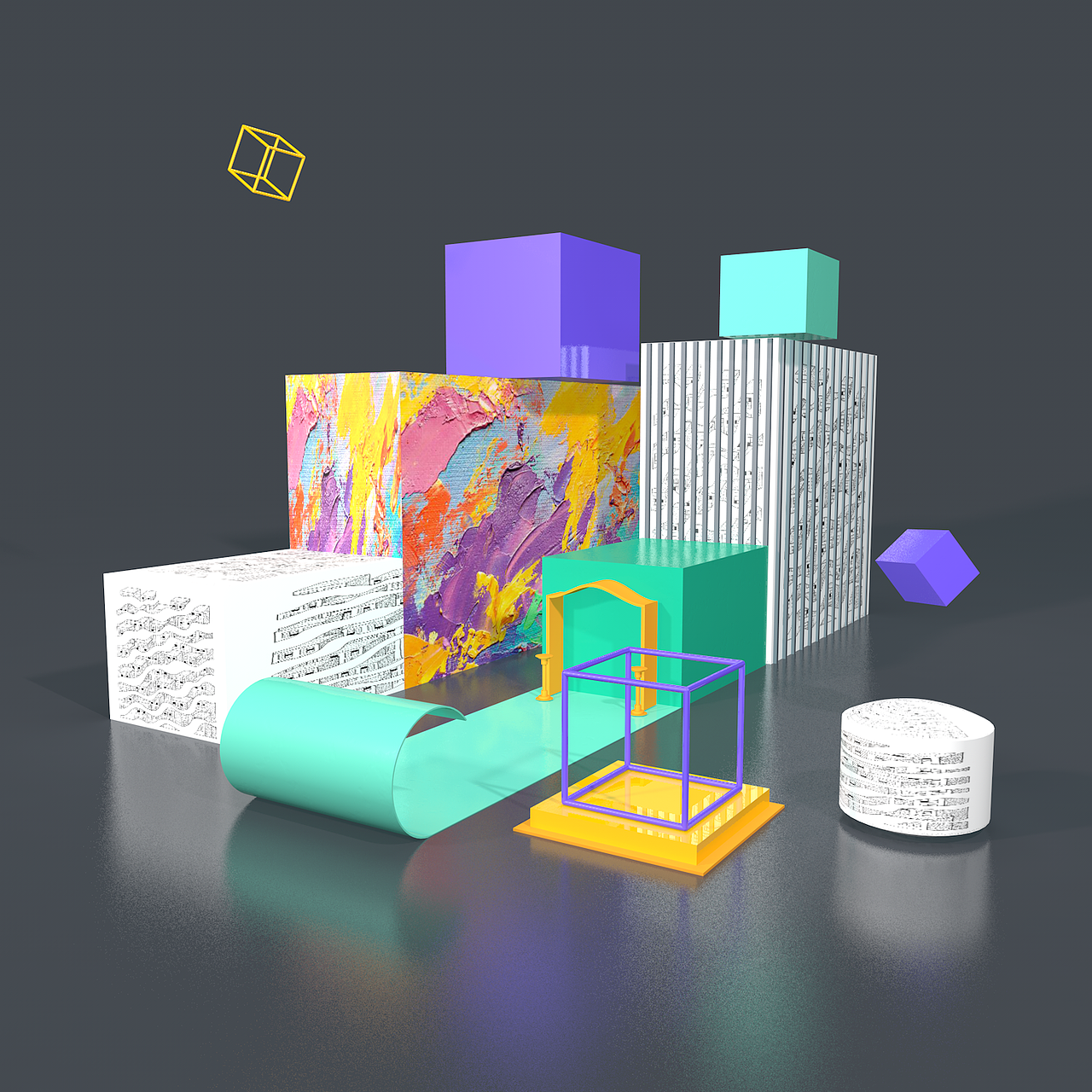 c4d 建模练习（图ZMTY3MjM3Mzg4） - 海报 - 站酷设计师Julii原创素材 - 站酷ZCOOL