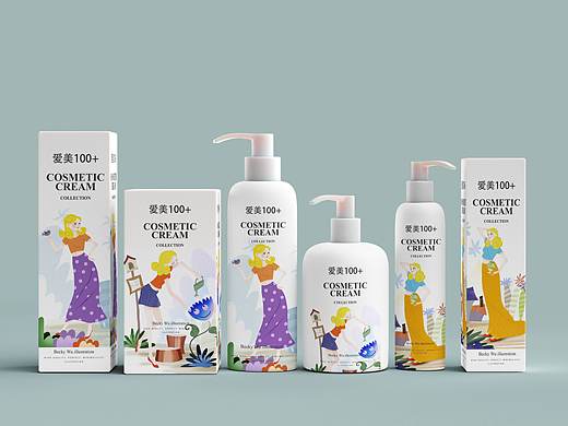 化妆品包装插画
