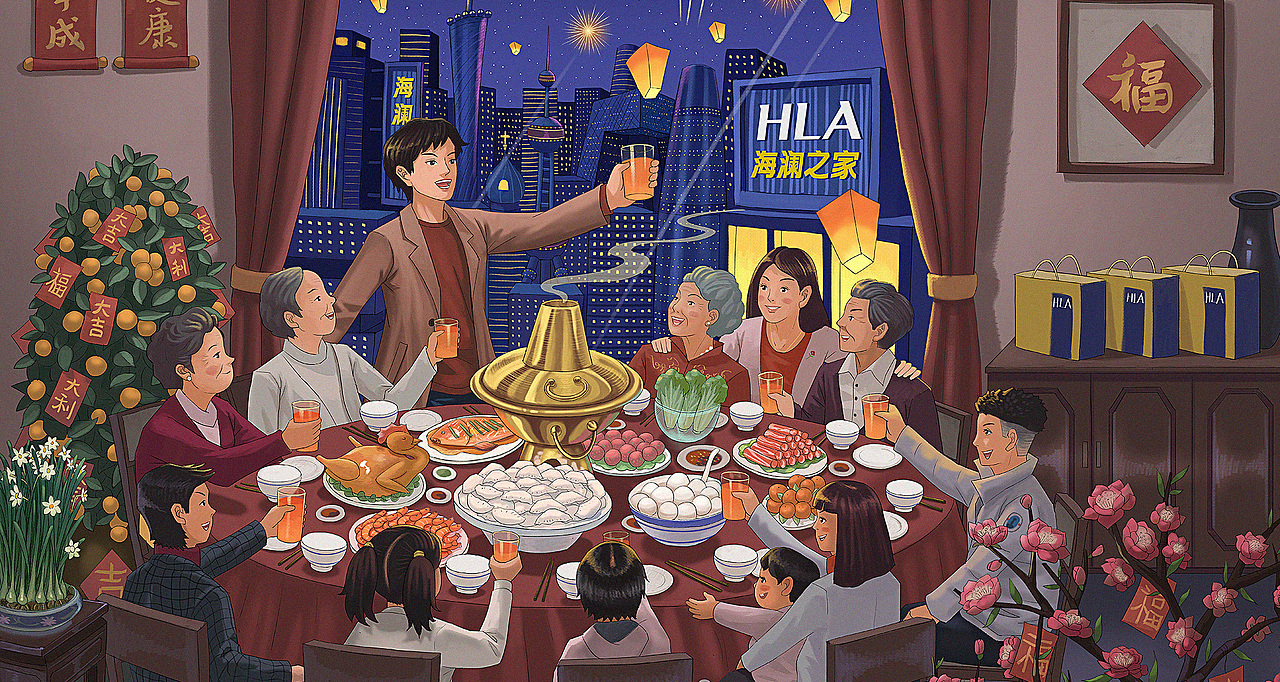 海澜之家2019春节系列插画