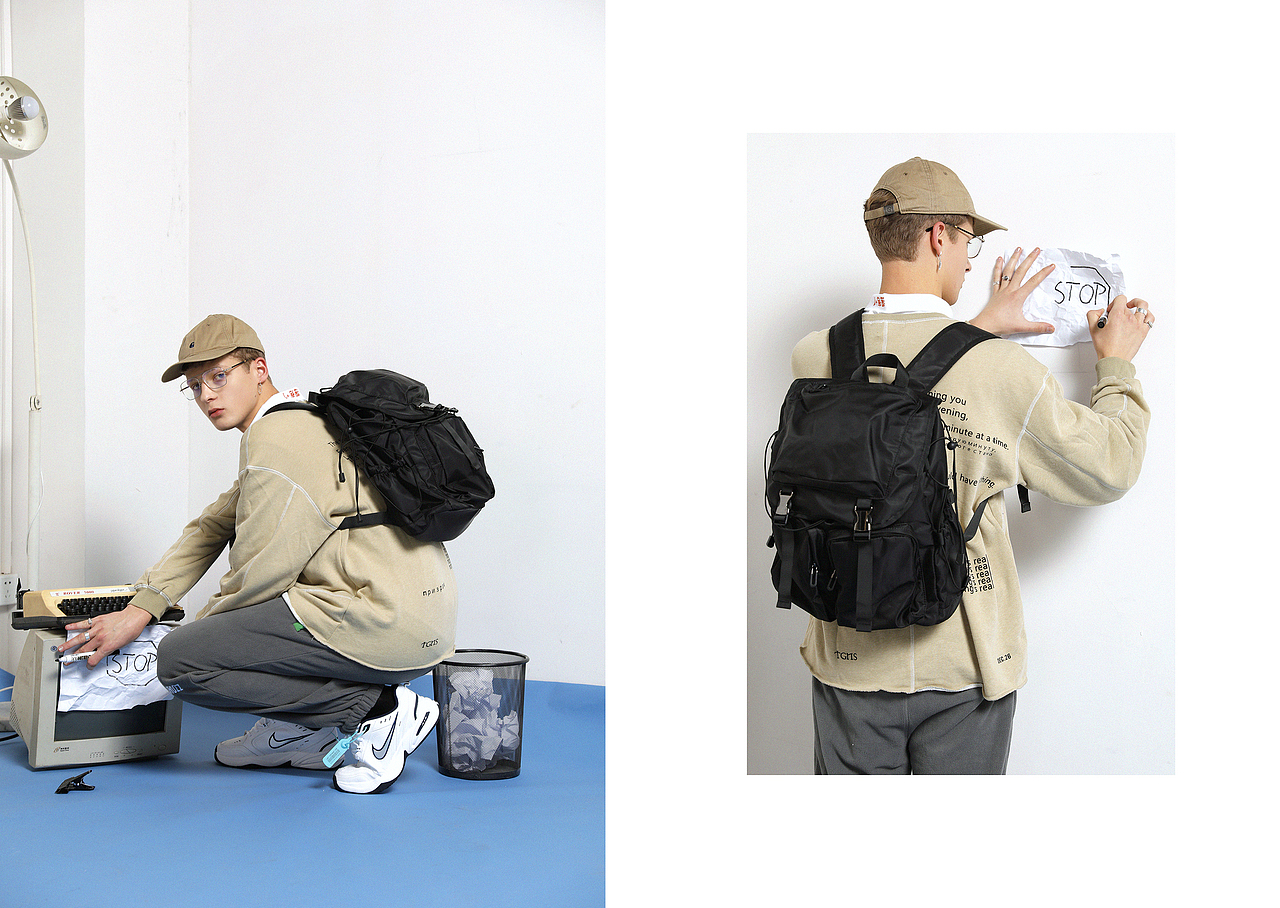 休闲男装包包look拍摄