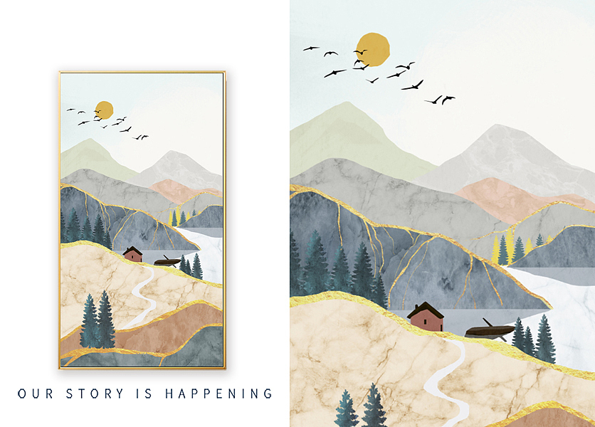 《青山滴翠》（图ZMjE2NzUzMzQ4） - 商业插画 - 站酷设计师画先生空间站原创素材 - 站酷ZCOOL