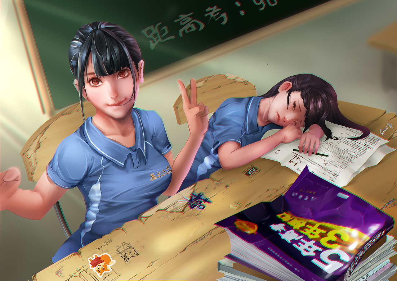 《放学后》系列套图A（图ZODQwOTkxMjQ=） - 商业插画 - 站酷设计师三门少侠原创素材 - 站酷ZCOOL