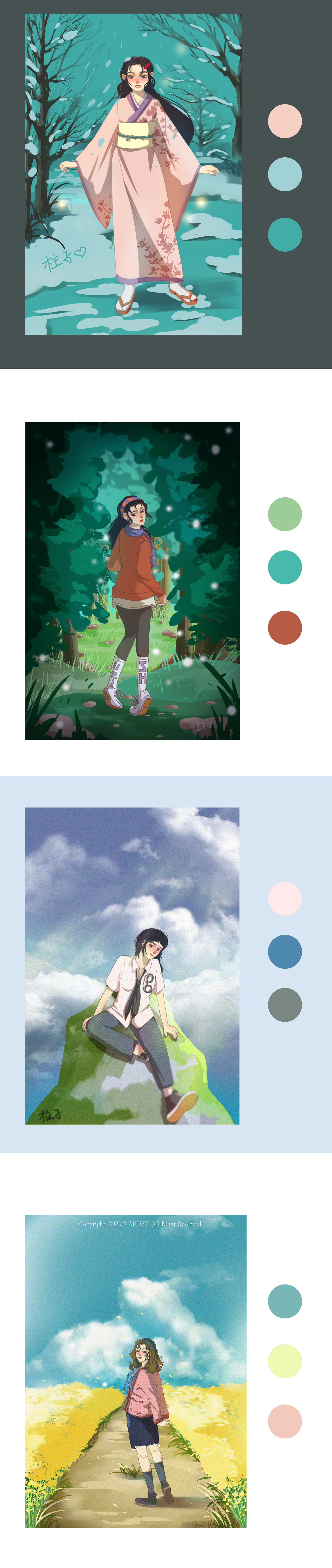 8月份插画作品总结（图ZMjIzMzc3Mzg4） - 创作习作 - 站酷设计师陆柱子LUzhuzi原创素材 - 站酷ZCOOL