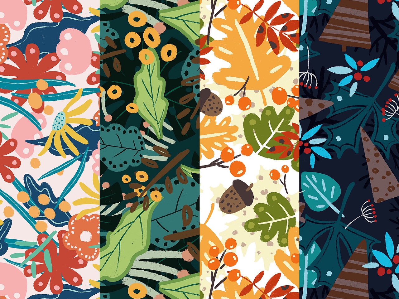 四季植物图案及应用