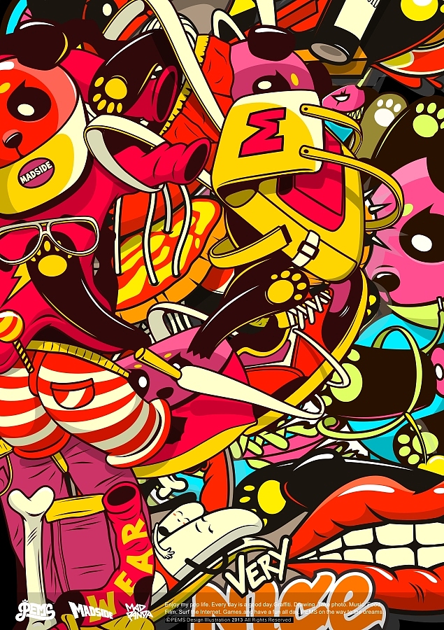 P.E.M.S 字母插画设计（图ZODg0MjExNg==） - 新锐潮流插画 - 站酷设计师PEMS原创素材 - 站酷ZCOOL