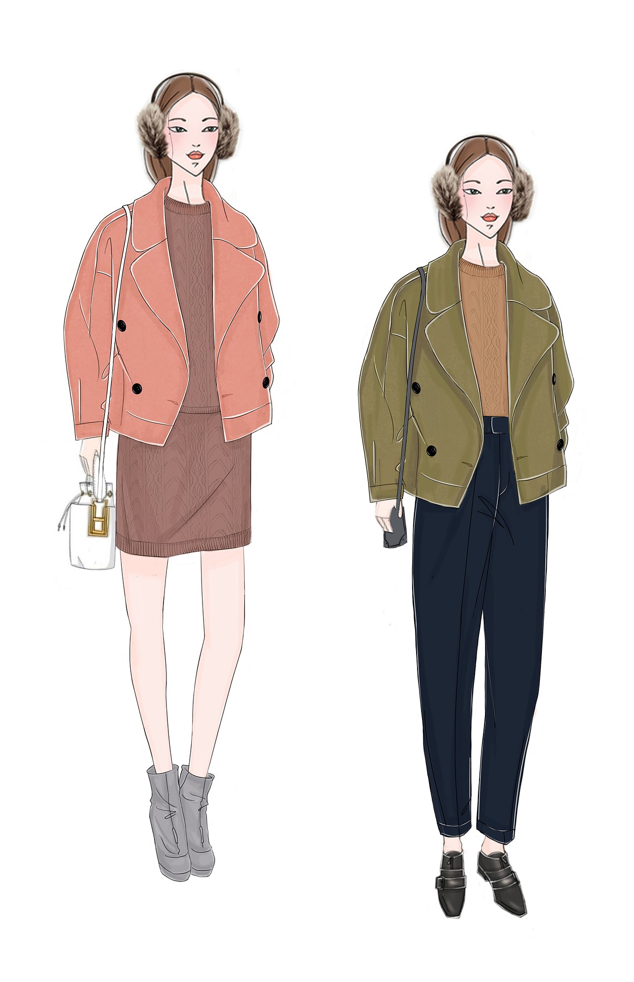 服装人物插画线稿