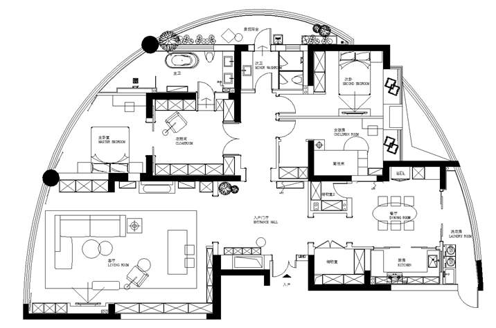 知否,应是绿肥红瘦 | 230平半圆户型应该这么设计