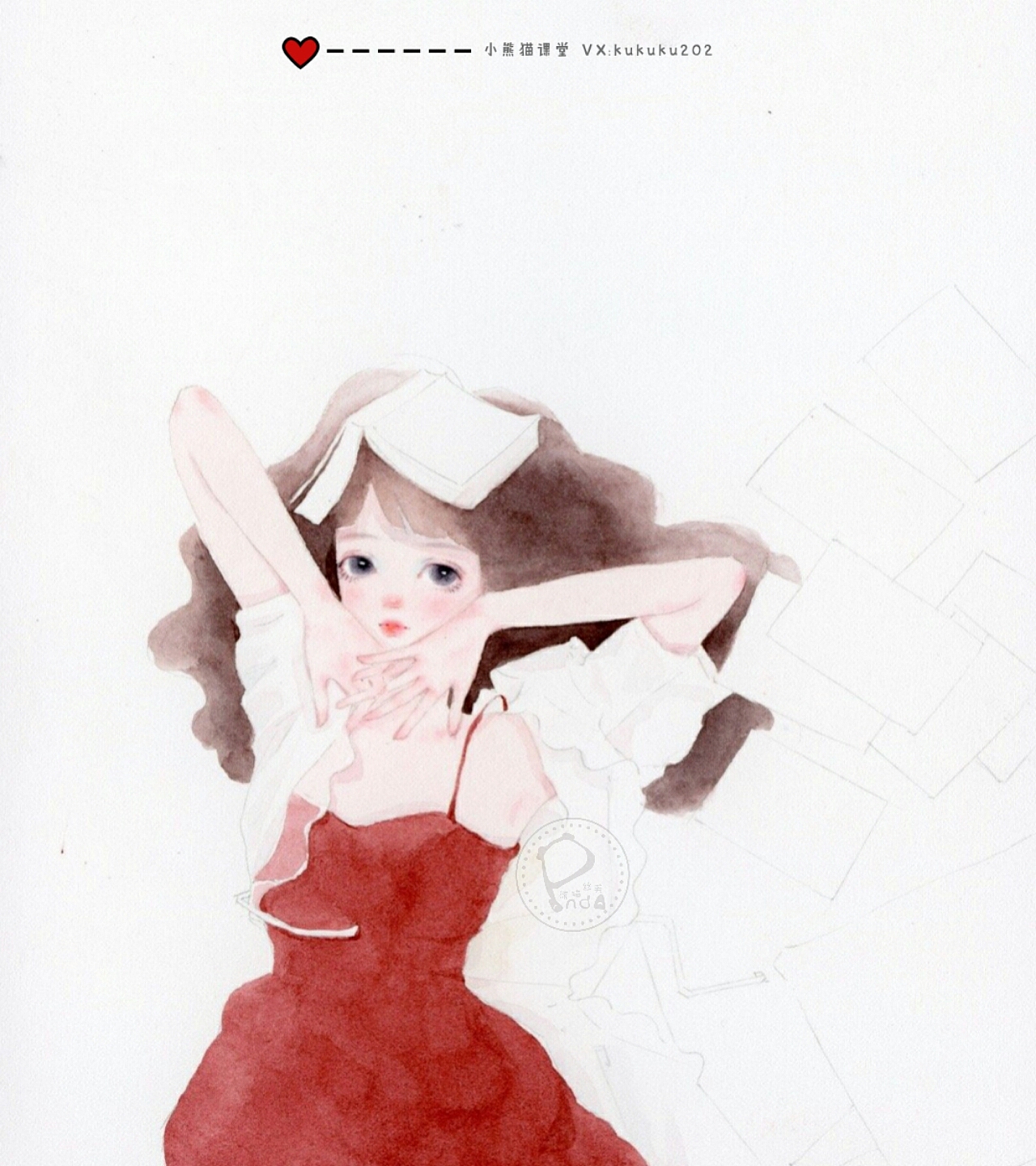 水彩手绘卡通插画手绘插画水彩教程森系少女头像壁纸（图ZMTY3MzU2MTQ0） - 创作习作 - 站酷设计师熊猫胖哒原创素材 - 站酷ZCOOL