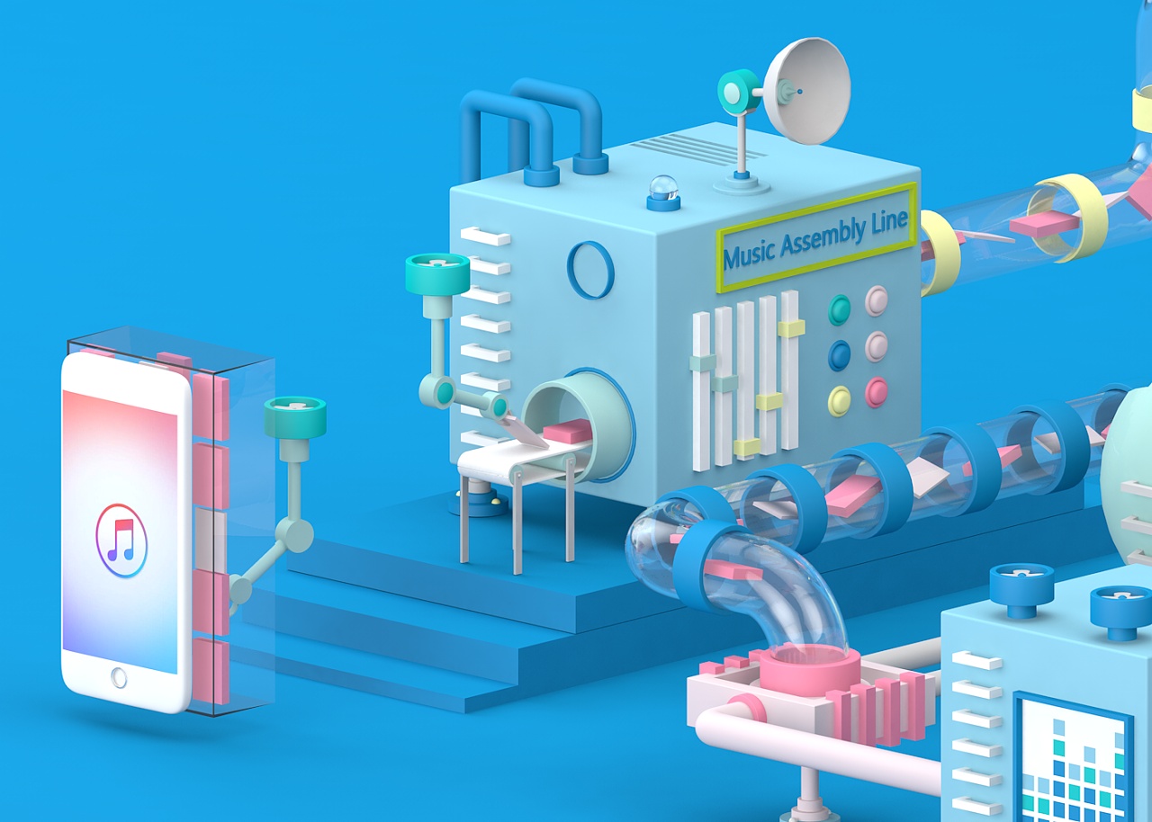 c4d周练习 iphone music流水线