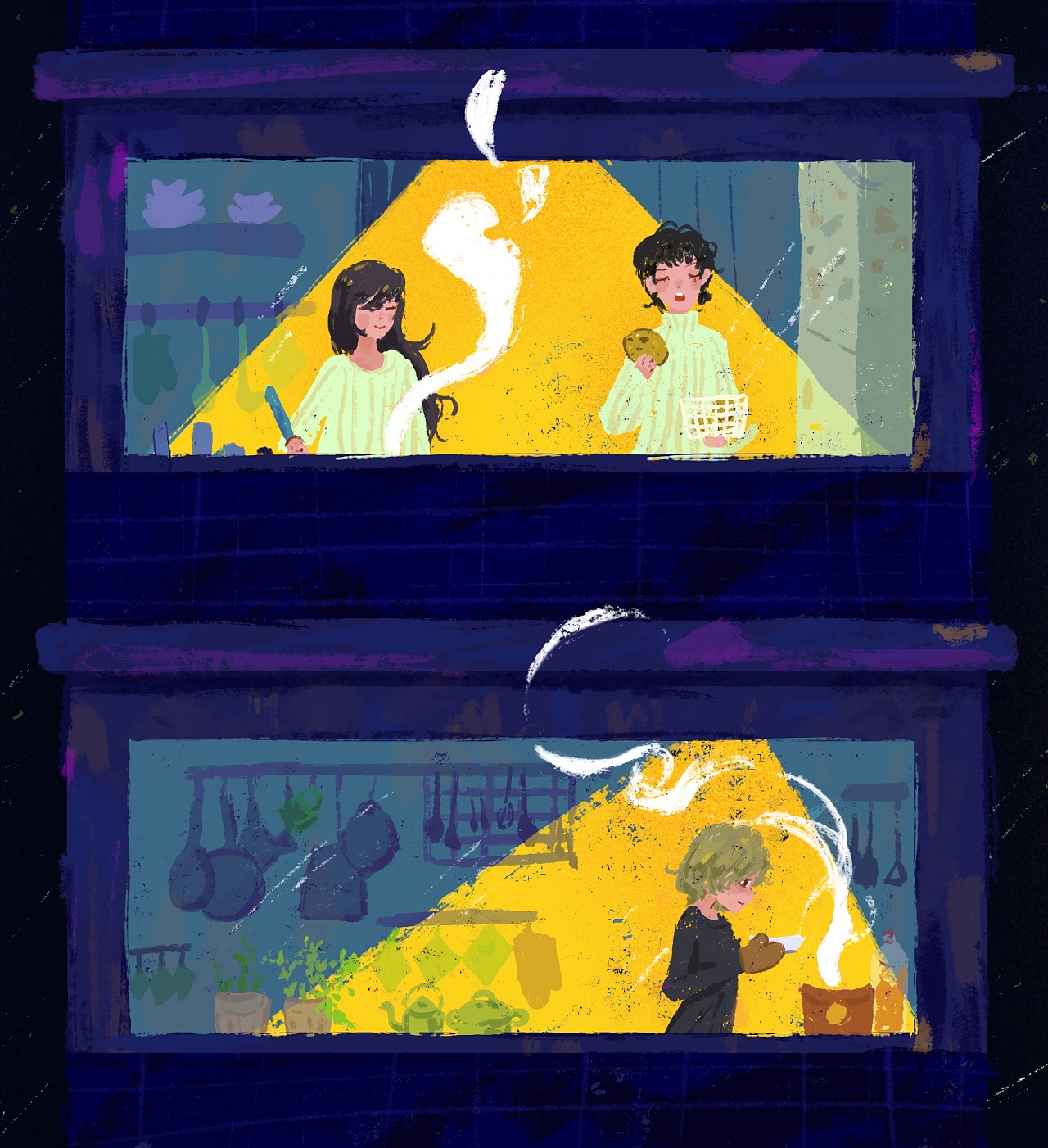 色调蓝黄系列|插画|创作习作|茶绿豆青 - 原创作品 - 站酷 (zcool)