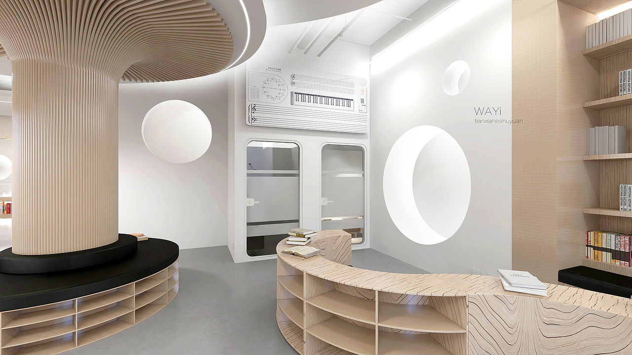 楼梯下方的空间也不能浪费，设计成了小巧隐秘的听歌房，里面配备有点歌机，耳机，一米二的空间坐下两个人完全没问题