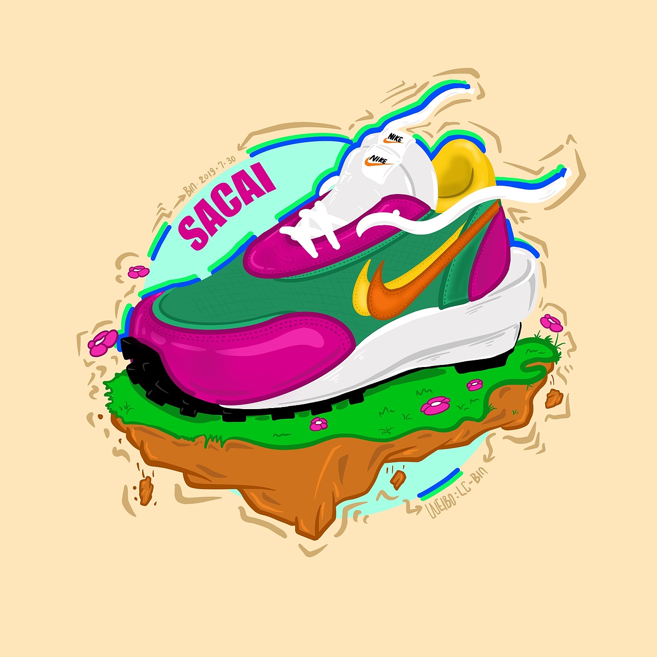 Nike球鞋插画（图ZMTY5NTkzODcy） - 新锐潮流插画 - 站酷设计师Bin仔啦原创素材 - 站酷ZCOOL