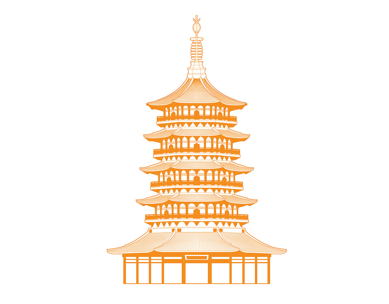杭州雷峰塔矢量建筑插画