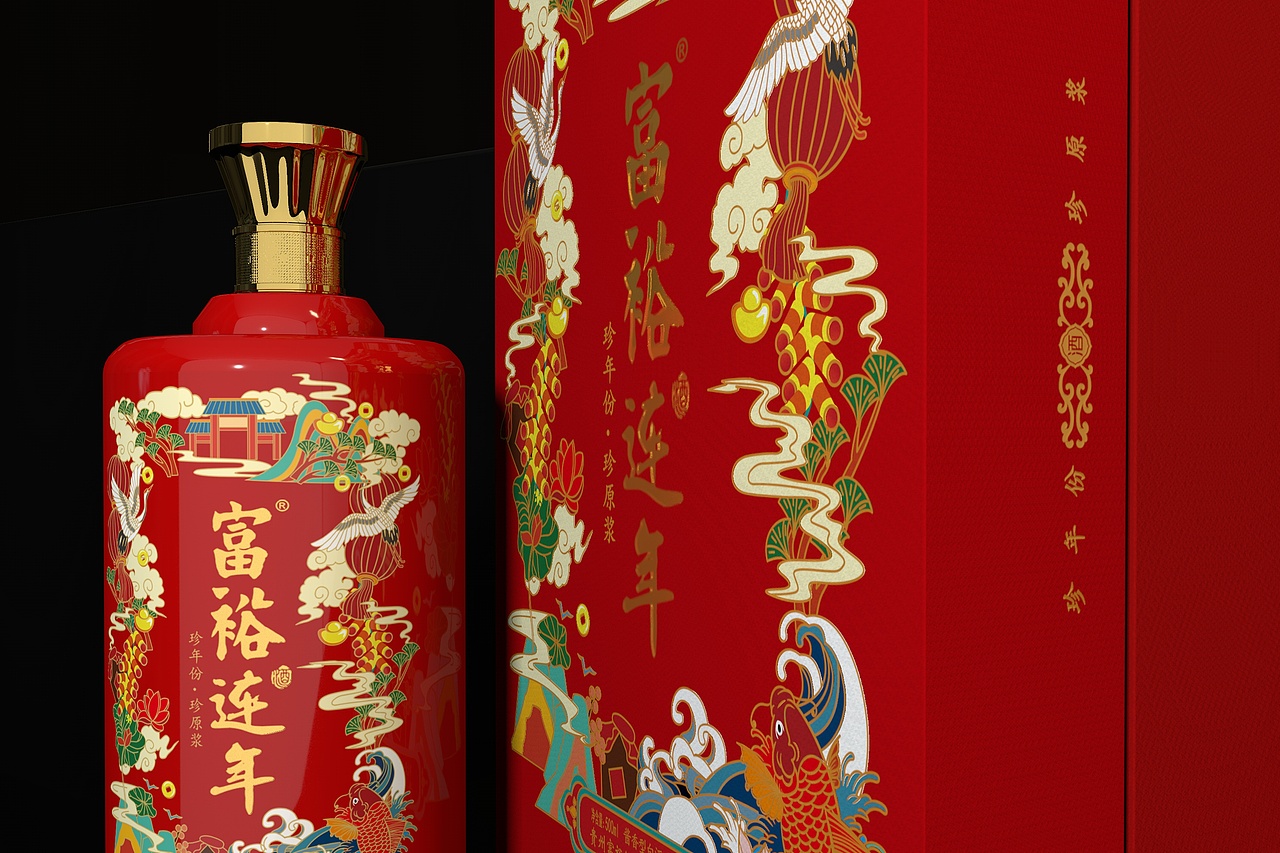 富裕连年-白酒包装（图ZMjY4ODI5OTg0） - 包装 - 站酷设计师帆梓原创素材 - 站酷ZCOOL