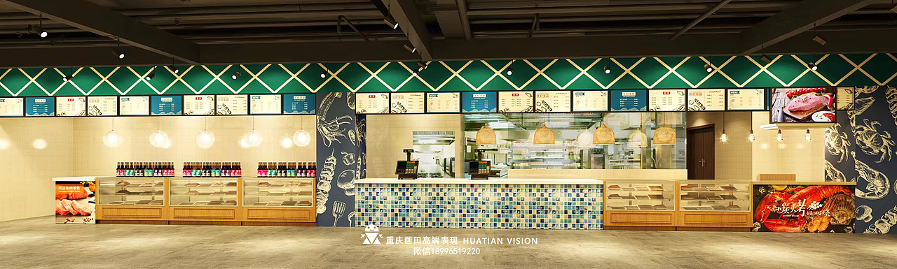 美食城效果图（图ZMjg4NTYxMTUy） - 商业空间设计 - 站酷设计师鱼同学画田表现原创素材 - 站酷ZCOOL