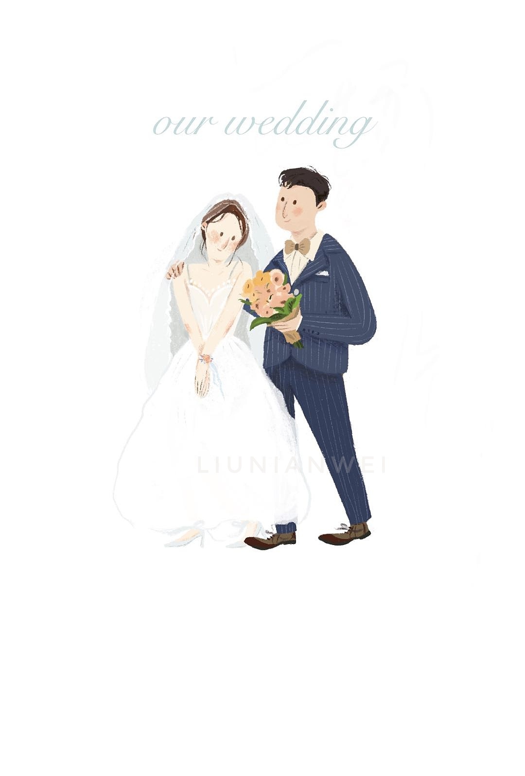 定制婚礼插画（图ZMjMwMzE4MjUy） - 商业插画 - 站酷设计师liunian0214原创素材 - 站酷ZCOOL