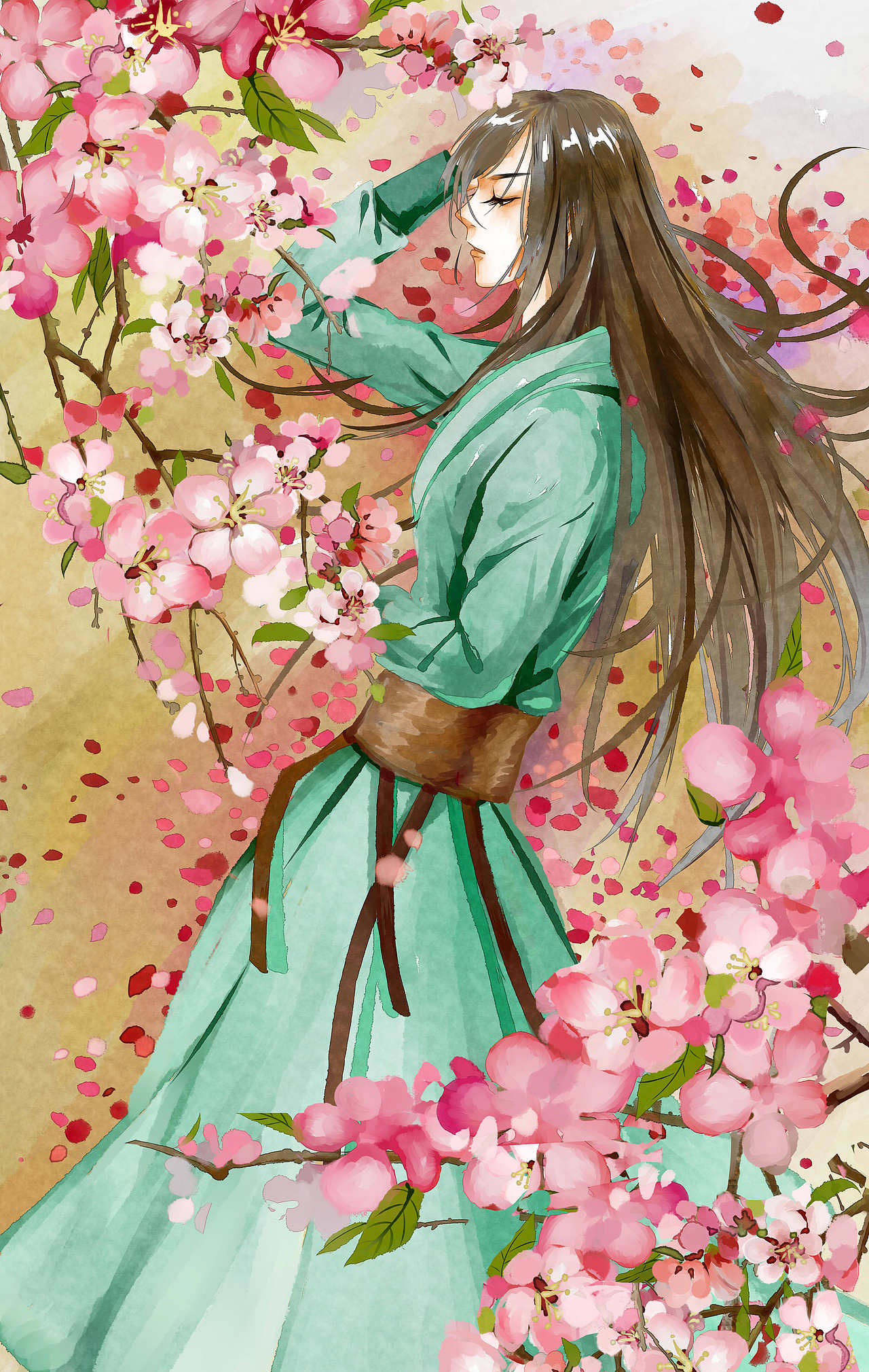 水彩-花下休憩少女（图ZMTcwNjk2NTMy） - 创作习作 - 站酷设计师花祭沅汐原创素材 - 站酷ZCOOL