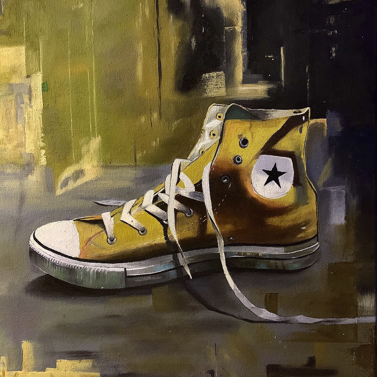 油画手绘帆布鞋