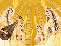 出使西域-扁平颗粒质感插画