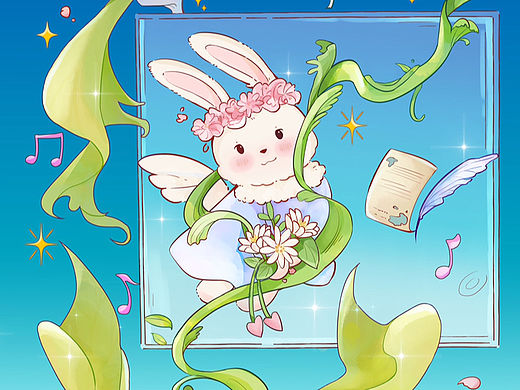 原创插画｜从书里飞出来的兔兔