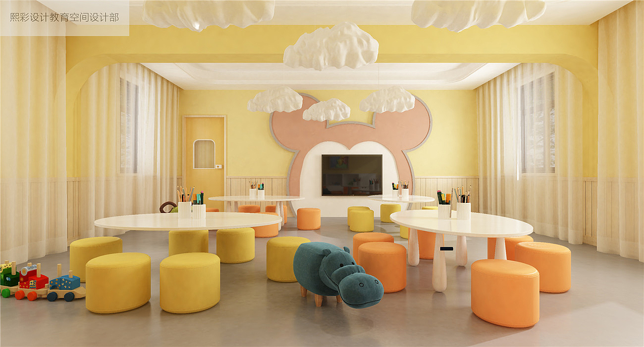 培训机构的装修效果图|少儿英语培训装修（图ZMTg0ODM2NTky） - 家装设计 - 站酷设计师品牌设计Calvin原创素材 - 站酷ZCOOL