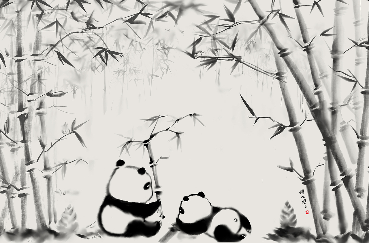 竹林里的大熊猫