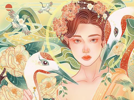 《鹤归》原创茶叶|化妆护肤|酒类自然包装插画