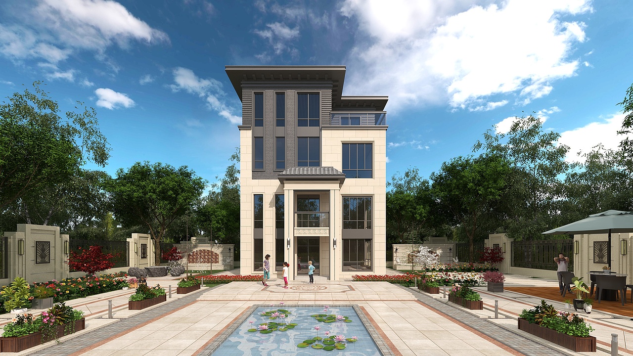 荷塘庭院场景渲染分享