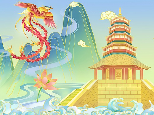 新国风 国潮风格插画练习