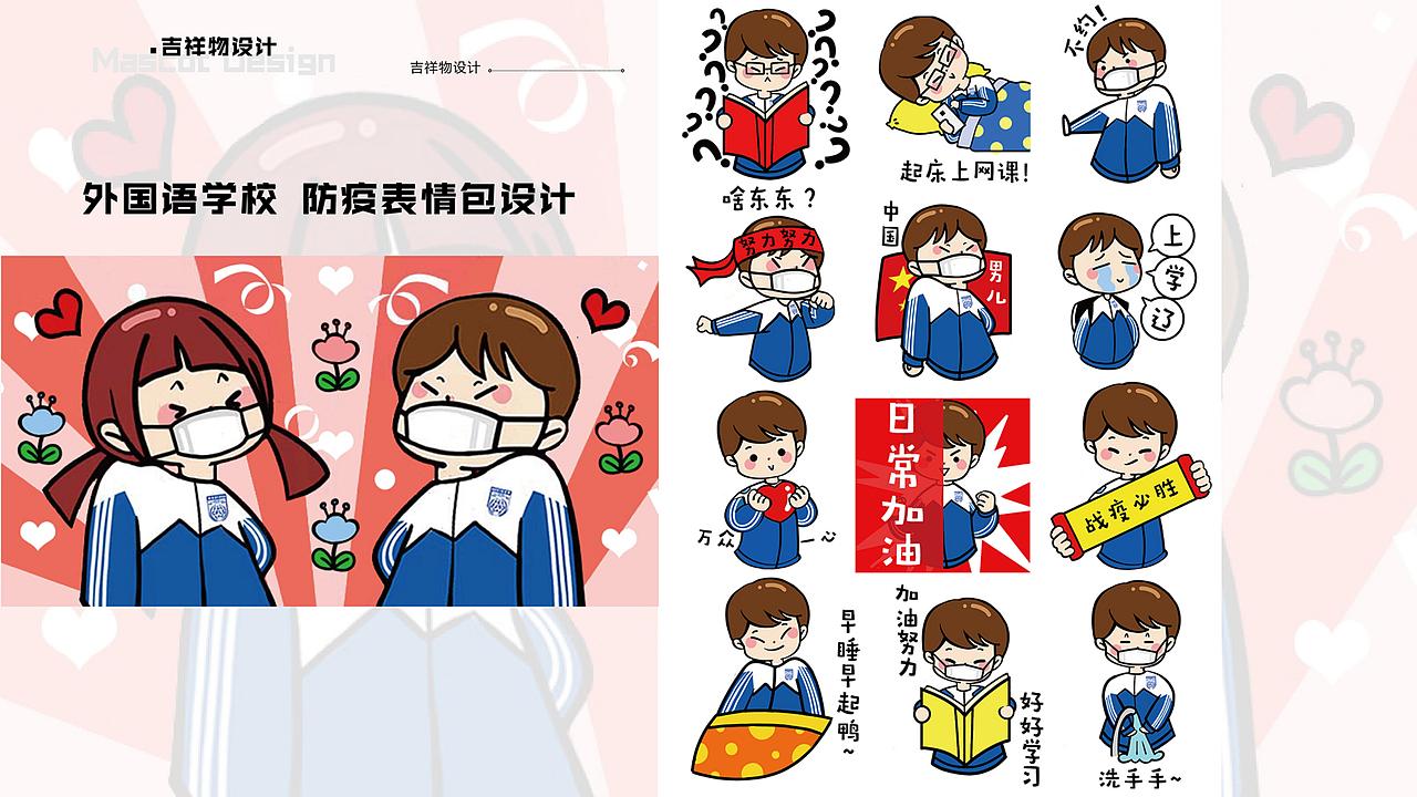 外国语学校防疫表情包设计
