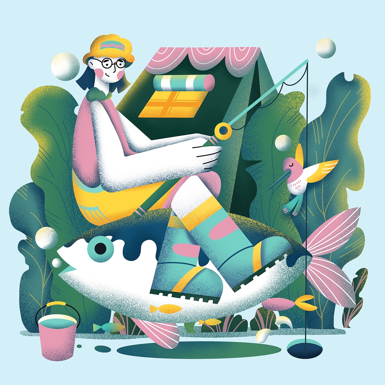 “趣野”露营主题插画设计