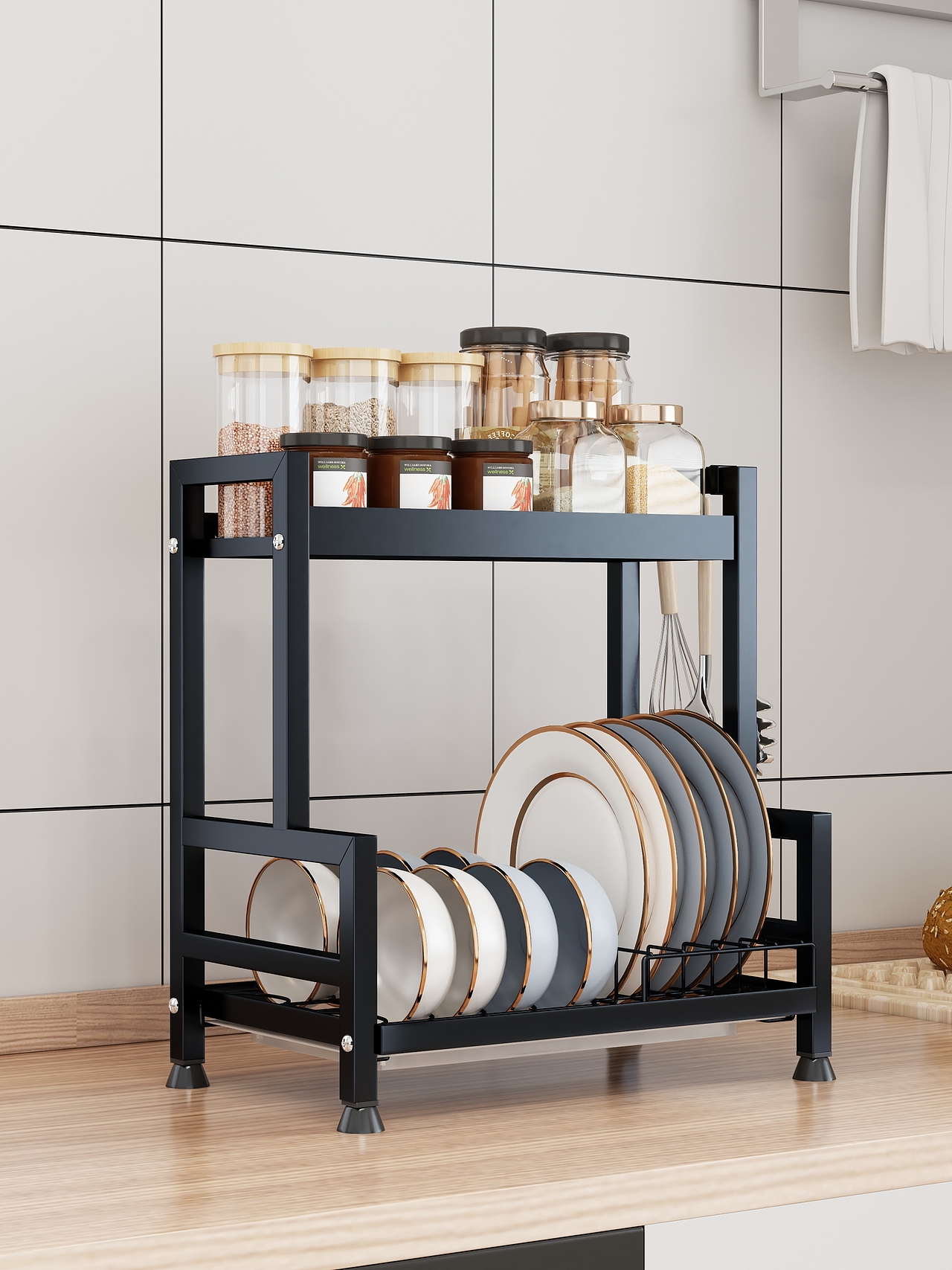 亚马逊厨房置物架建模渲染A+