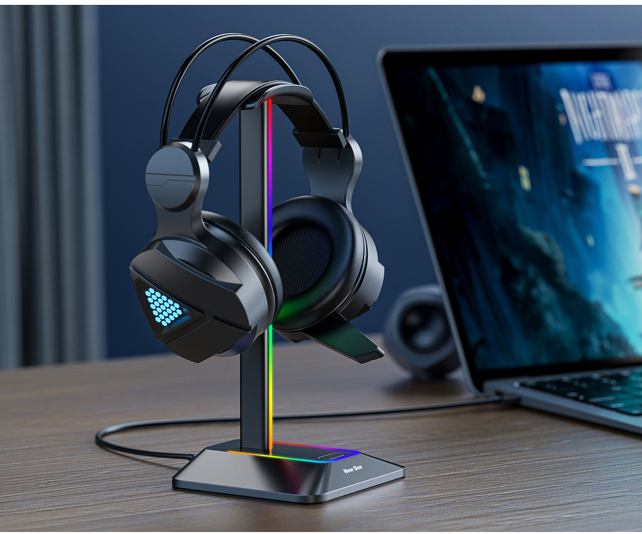 亚马逊蓝牙耳机发光支架RGB落地灯投影灯（图ZMzY2NDczMjAw） - 产品 - 站酷设计师放开那美妞原创素材 - 站酷ZCOOL