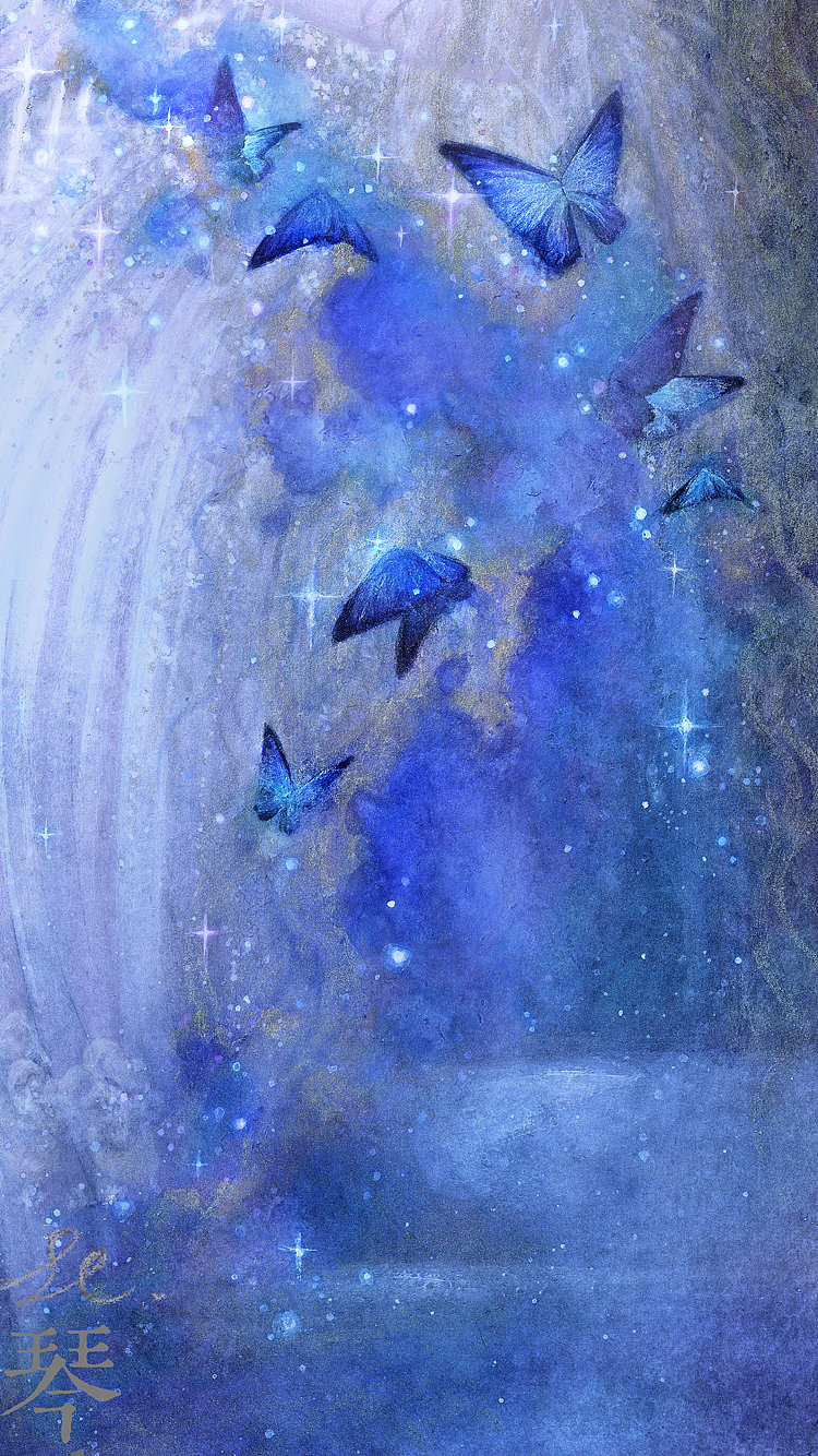 新国画|《琴音》(三)手绘梦幻北欧风国风艺术插画