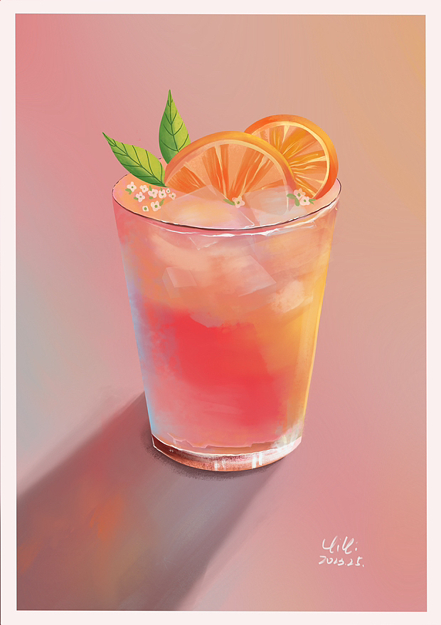 Day1 插画练习|柠檬气泡水