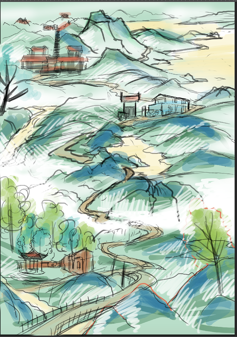 民宿插画|插画|艺术插画|画青墨cyanmore - 原创作品 - 站酷 (zcool)