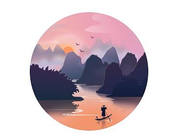 一组风景微光插画