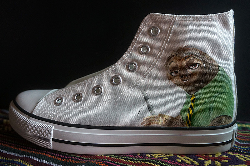 手绘高帮帆布鞋疯狂动物城私人订制