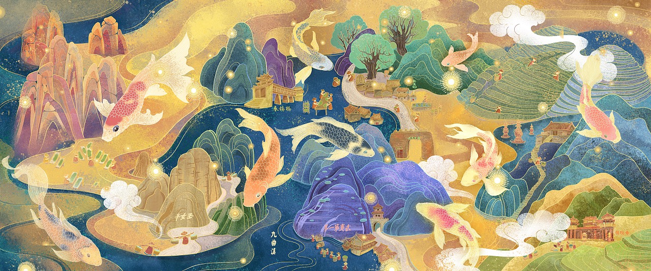 璟鲤茶叶插画设计