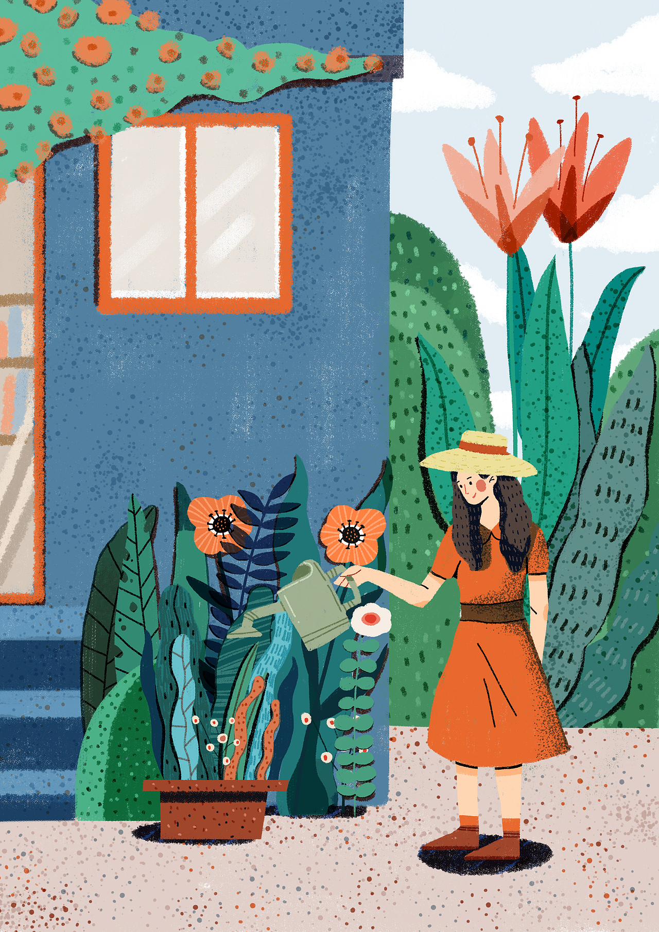 还是喜欢自己一个人,养一后花园的花,浇水,除草.