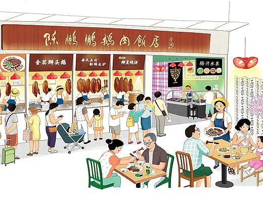 深圳陈鹏鹏鹅肉饭店系列插画