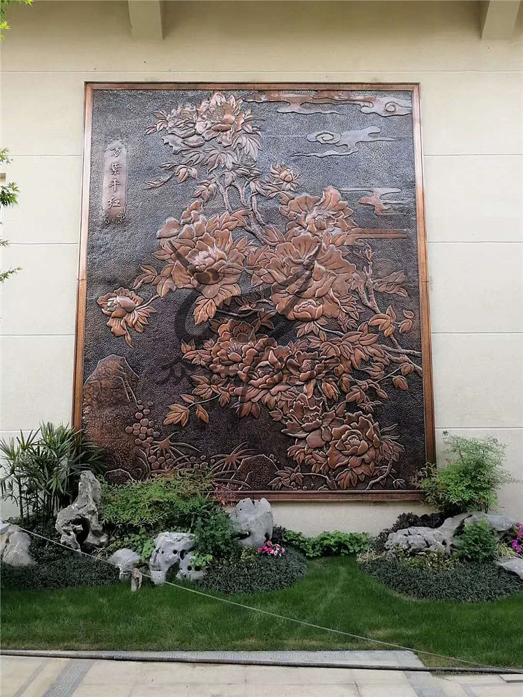 整板实心铜板浮雕工艺室外墙体壁画
