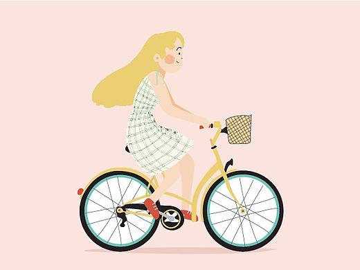 骑车女孩（个人主页-ZMzY0Mzk1OTI=） - 艺术插画 - 站酷设计师爱吃巧克力的小姐原创素材 - 站酷ZCOOL