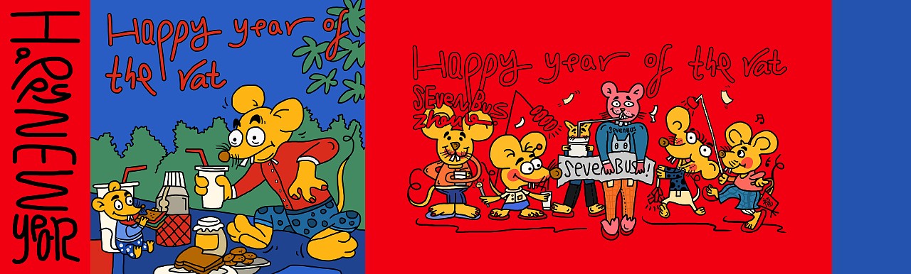 sevenbus 鼠年视觉（图ZMjUxNzYyMDI4） - 商业插画 - 站酷设计师周楽BE1124原创素材 - 站酷ZCOOL