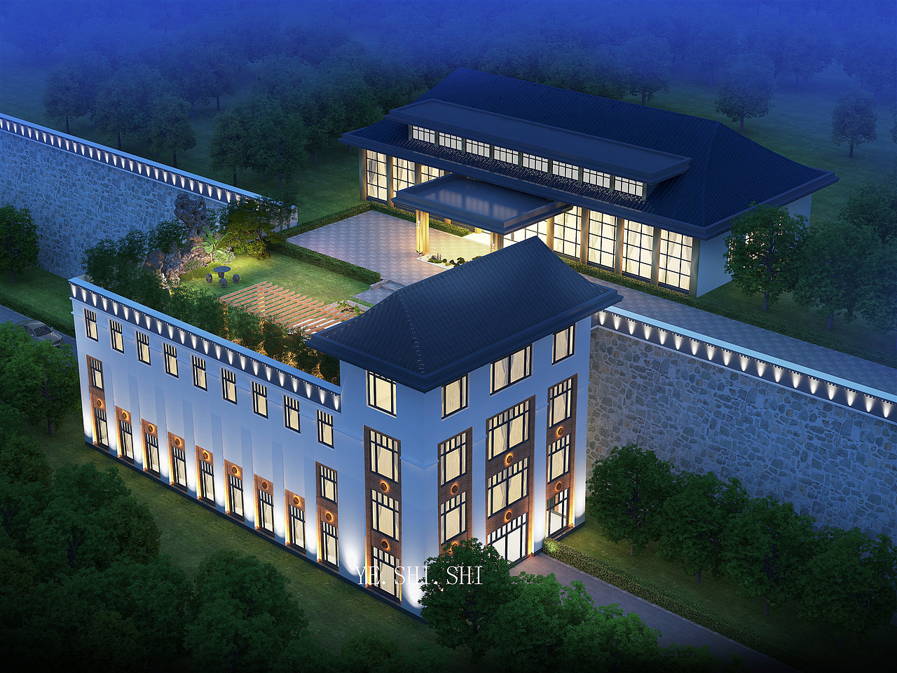 室外效果图-建筑外立面-鸟瞰（图ZMjQzNzk1NzYw） - 建筑设计 - 站酷设计师诗诗小仙女原创素材 - 站酷ZCOOL