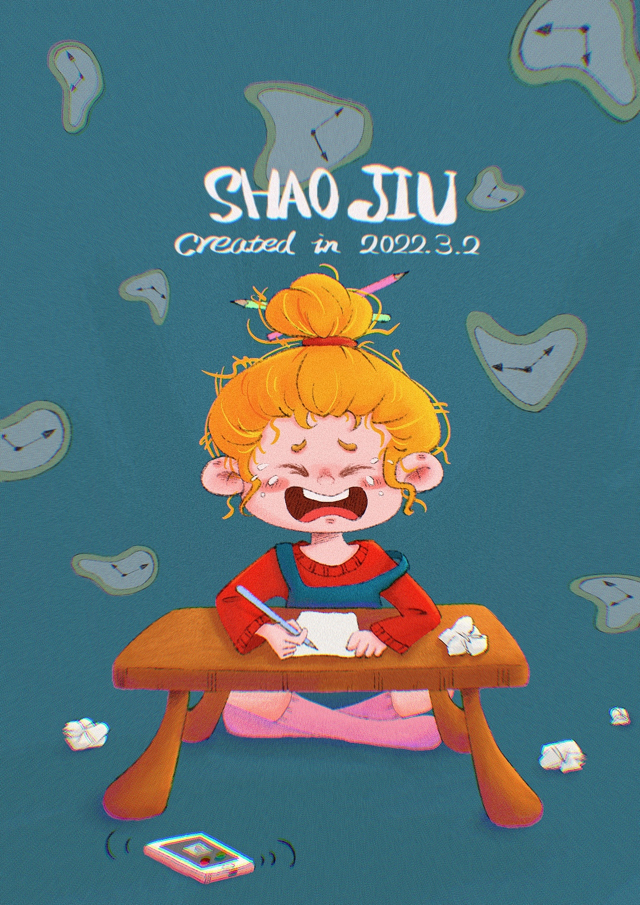 是不是像极了假期结束才开始补作业的你？（图ZMjkxMDM1MDUy） - 儿童插画 - 站酷设计师曦曦里原创素材 - 站酷ZCOOL