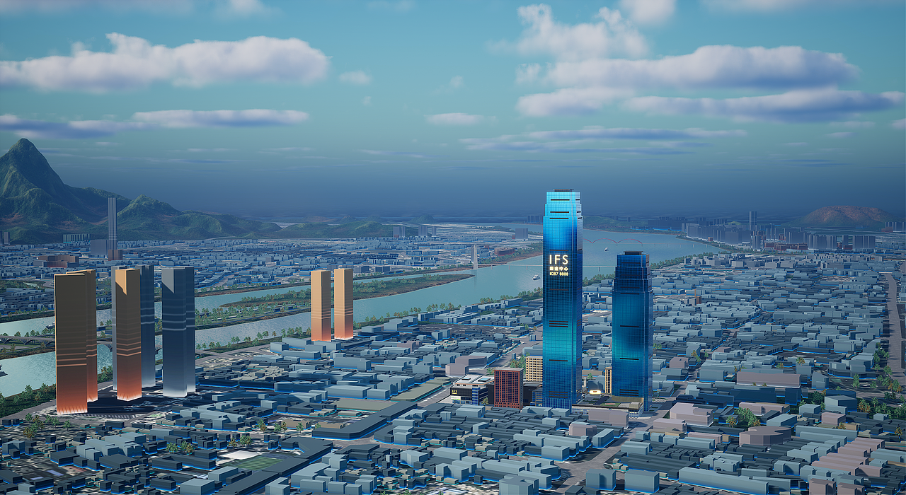 ue4-长沙市-数字孪生-城市大项目日夜效果