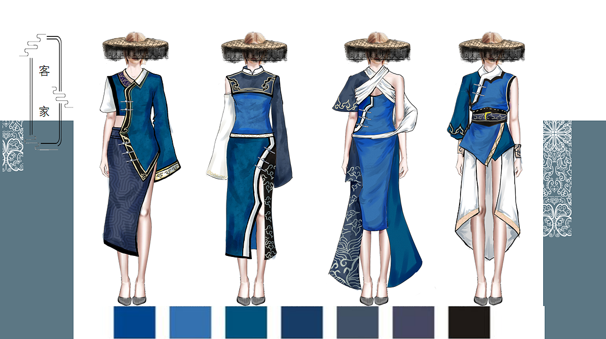 客家服装效果图（图ZMjY2MDg1NjYw） - 传统/民族服饰 - 站酷设计师金条菌HKJ原创素材 - 站酷ZCOOL