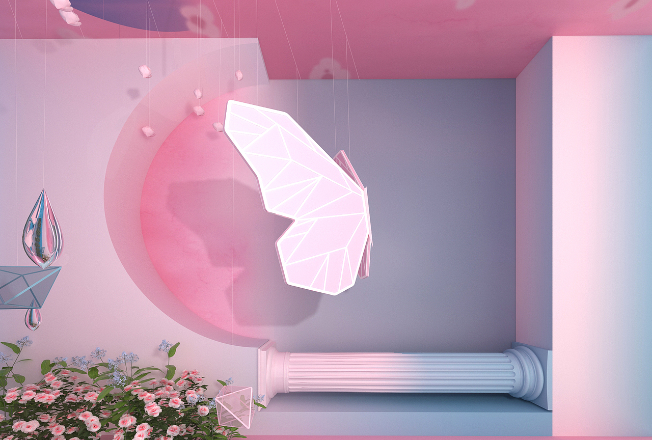 网红风留影区建模练习（图ZMjkzNzczMjI0） - 展陈设计 - 站酷设计师十一家的Design原创素材 - 站酷ZCOOL