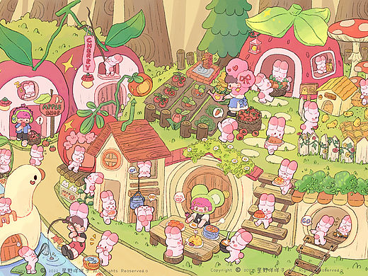 原创插画🍎会长兔子的村落